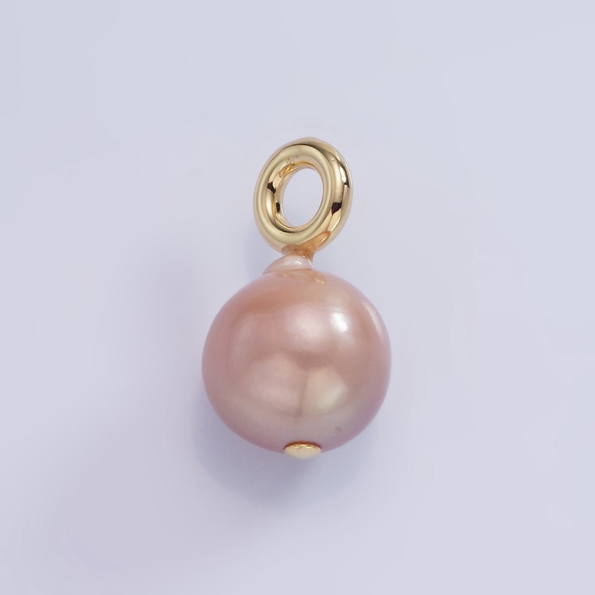 14K Gold plated Purple Freshwater Pearl Button Drop Pendant | P1704 - DLUXCA