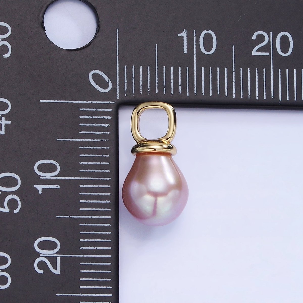 14K Gold plated Purple Freshwater Pearl Square Bail Drop Pendnat | P1739 - DLUXCA