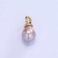 14K Gold plated Purple Freshwater Pearl Square Bail Drop Pendnat | P1739 - DLUXCA