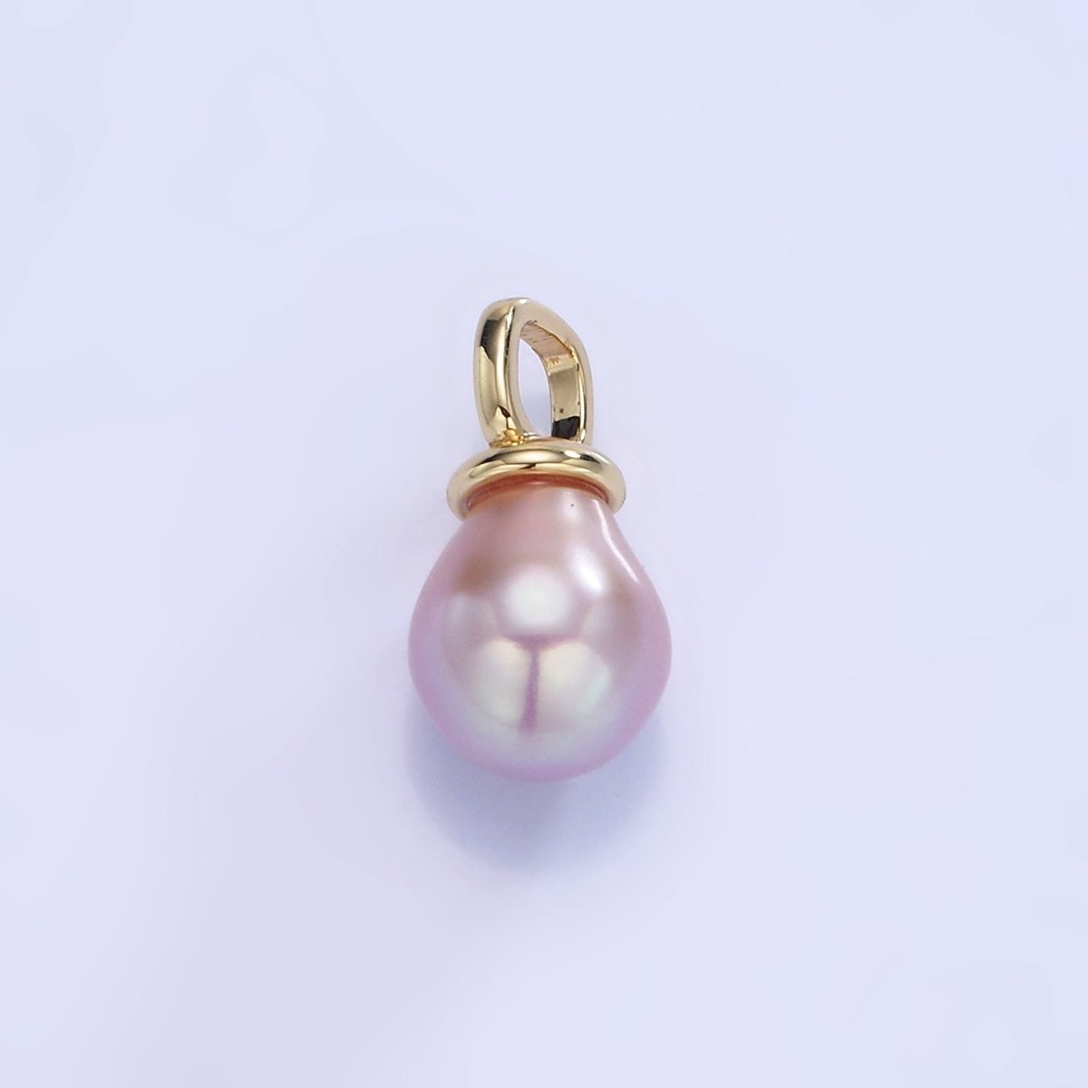 14K Gold plated Purple Freshwater Pearl Square Bail Drop Pendnat | P1739 - DLUXCA