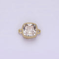 14K Gold plated Purple, Red, Pink, Clear, Peach, Green CZ Square Filigree Connector in Gold & Silver | G-065 - G-074 - DLUXCA