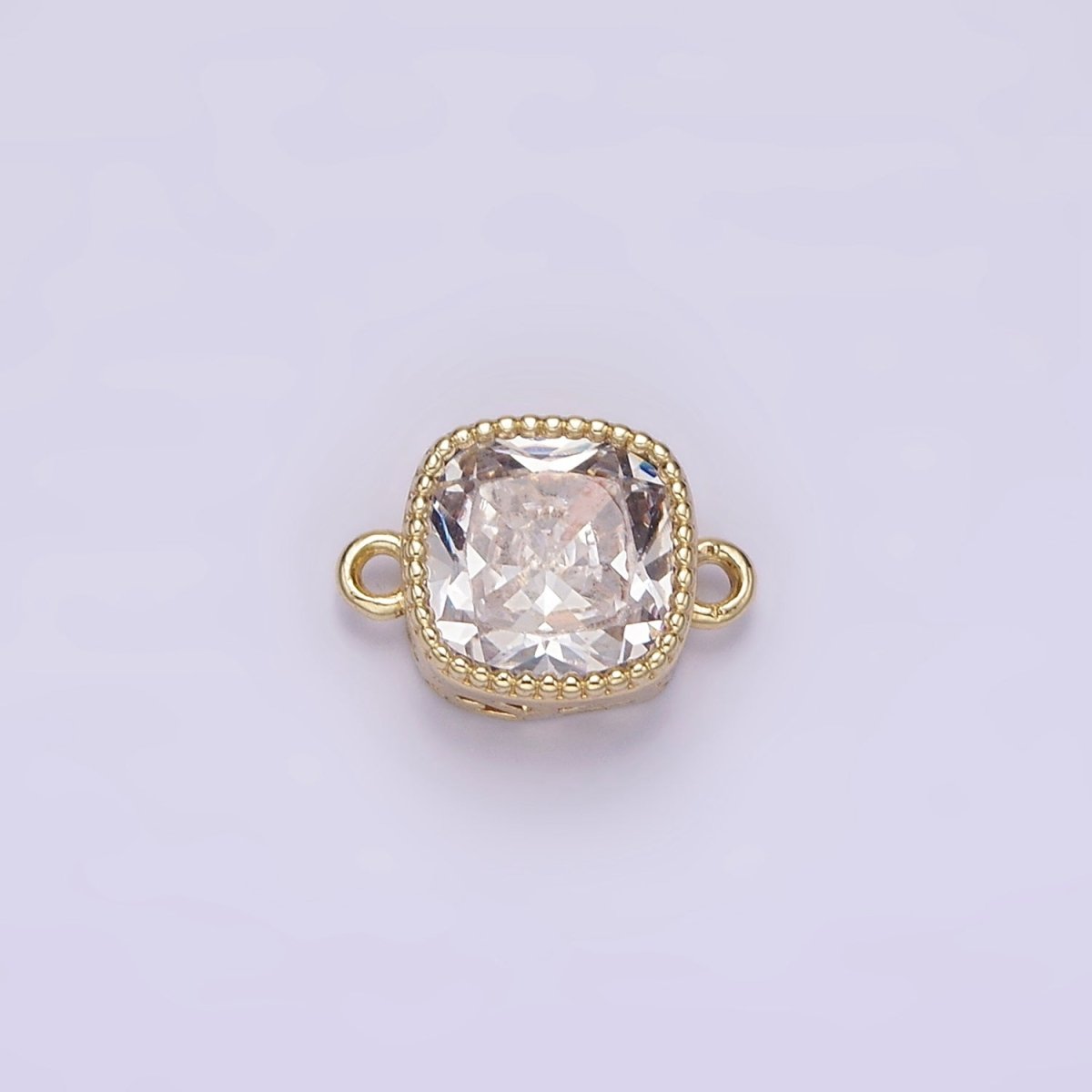 14K Gold plated Purple, Red, Pink, Clear, Peach, Green CZ Square Filigree Connector in Gold & Silver | G-065 - G-074 - DLUXCA