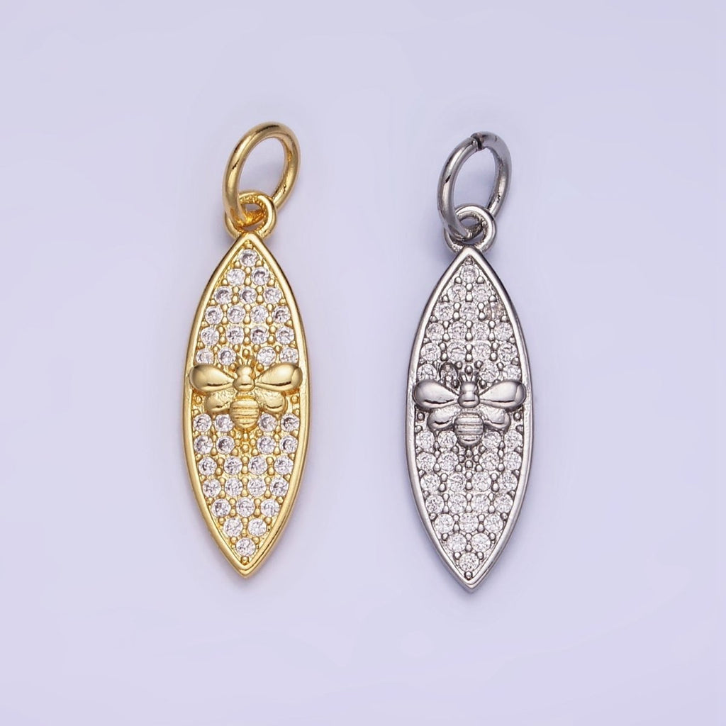 14K Gold plated Queen Bumble Been Micro Paved CZ Sphere Charm in Gold & Silver | W494