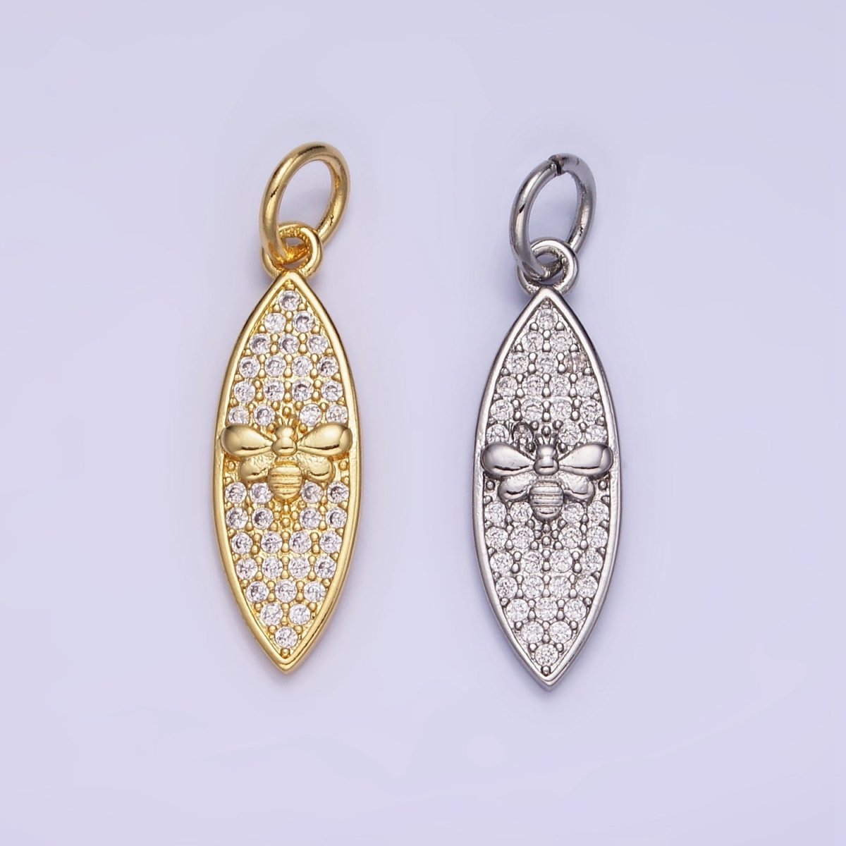 14K Gold plated Queen Bumble Been Micro Paved CZ Sphere Charm in Gold & Silver | W494