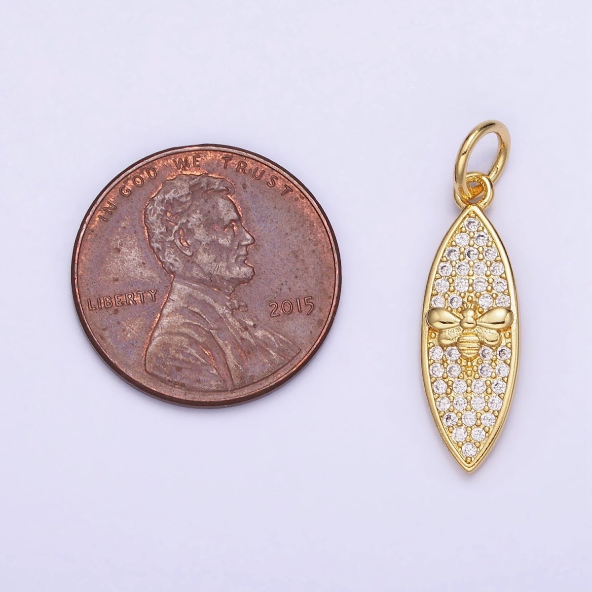 14K Gold plated Queen Bumble Been Micro Paved CZ Sphere Charm in Gold & Silver | W494