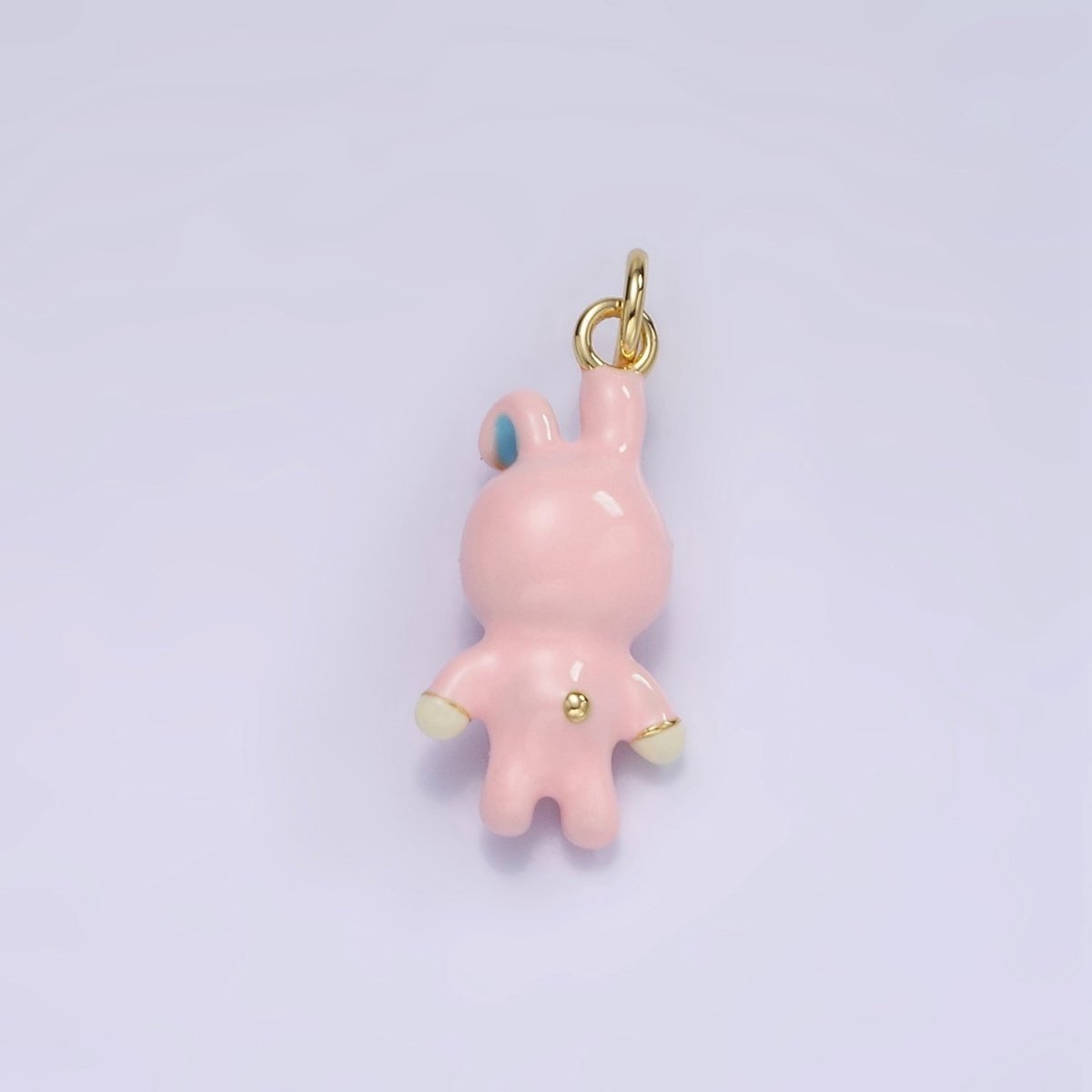 14K Gold plated Rabbit Bunny Pink Enamel Mini Charm | D551 - DLUXCA