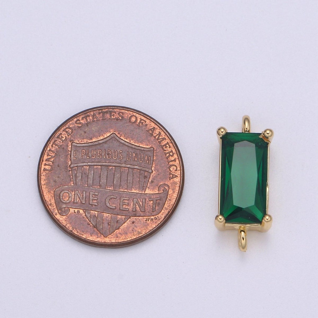 14K Gold plated Rectangle Stone Connectors F-608 F-609 F-610 F-611 F-612 F-613 - DLUXCA