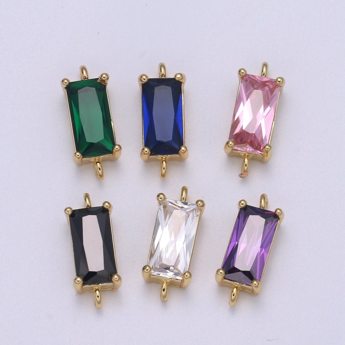 14K Gold plated Rectangle Stone Connectors F-608 F-609 F-610 F-611 F-612 F-613 - DLUXCA