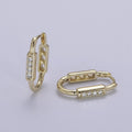 14k Gold plated Rectangular Hoop Earring Classic Gold Oblong Hoop Earring Minimalist Rectangle Earring V-158 - DLUXCA