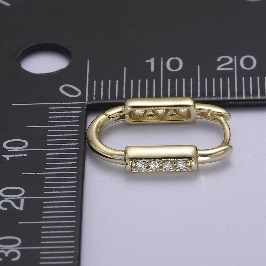 14k Gold plated Rectangular Hoop Earring Classic Gold Oblong Hoop Earring Minimalist Rectangle Earring V-158 - DLUXCA