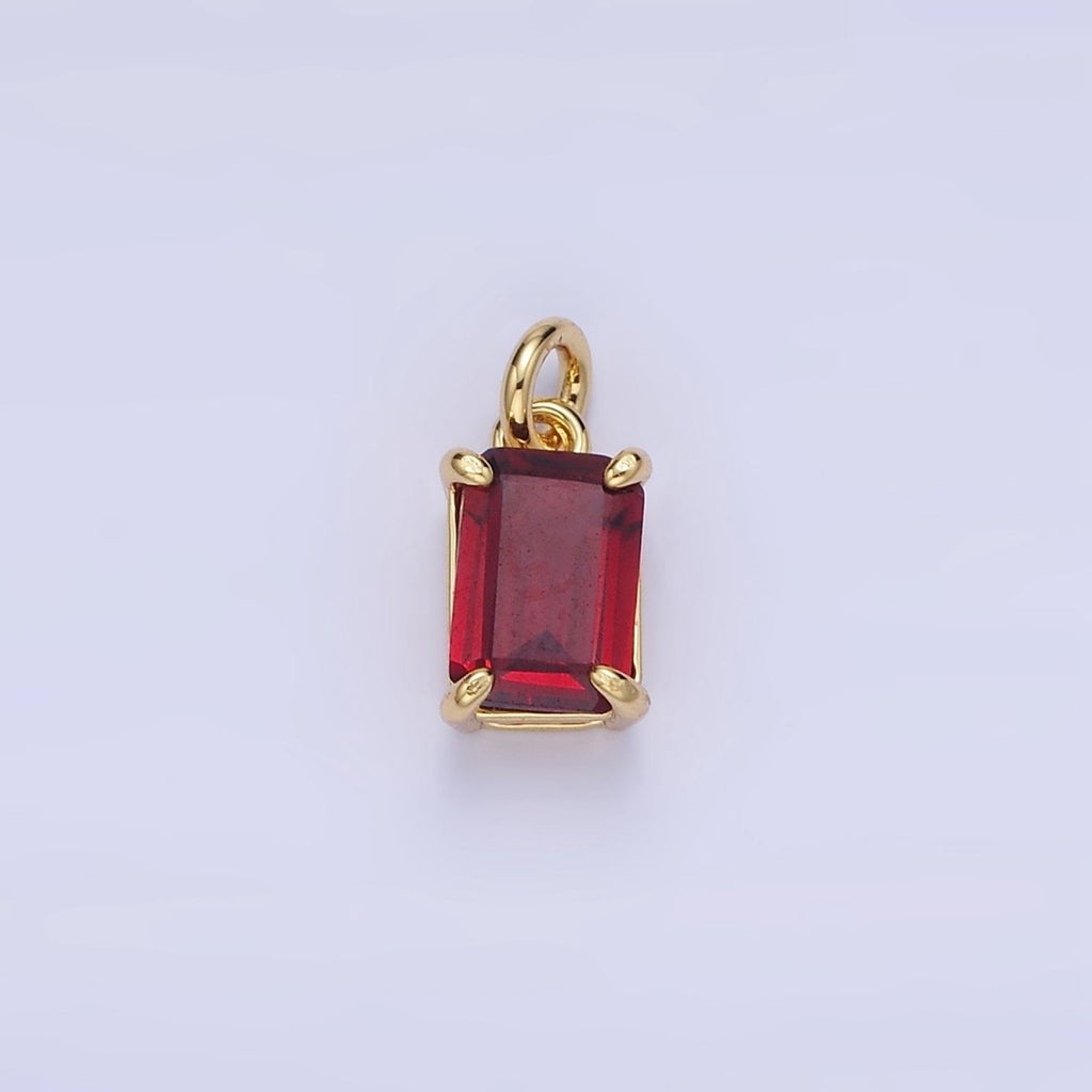 14K Gold plated Red Baguette CZ Add-On Charm | C446 - DLUXCA