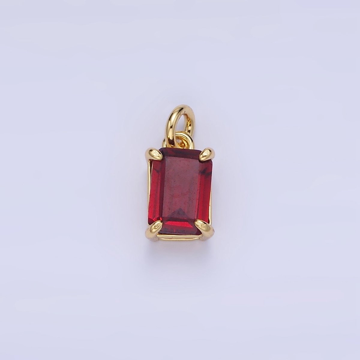 14K Gold plated Red Baguette CZ Add-On Charm | C446 - DLUXCA