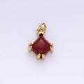 14K Gold plated Red Carnelian Framed Rhombus Mini Charm | AC790 - DLUXCA