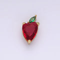 14K Gold plated Red CZ Green Marquise Apple Fruit Add-On Charm | N1882 - DLUXCA