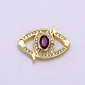 14K Gold plated Red CZ Micro Paved Interlock Evil Eye Findings | Z734 - DLUXCA