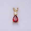 14K Gold plated Red CZ Teardrop Double Bail Pendant | AH029 - DLUXCA