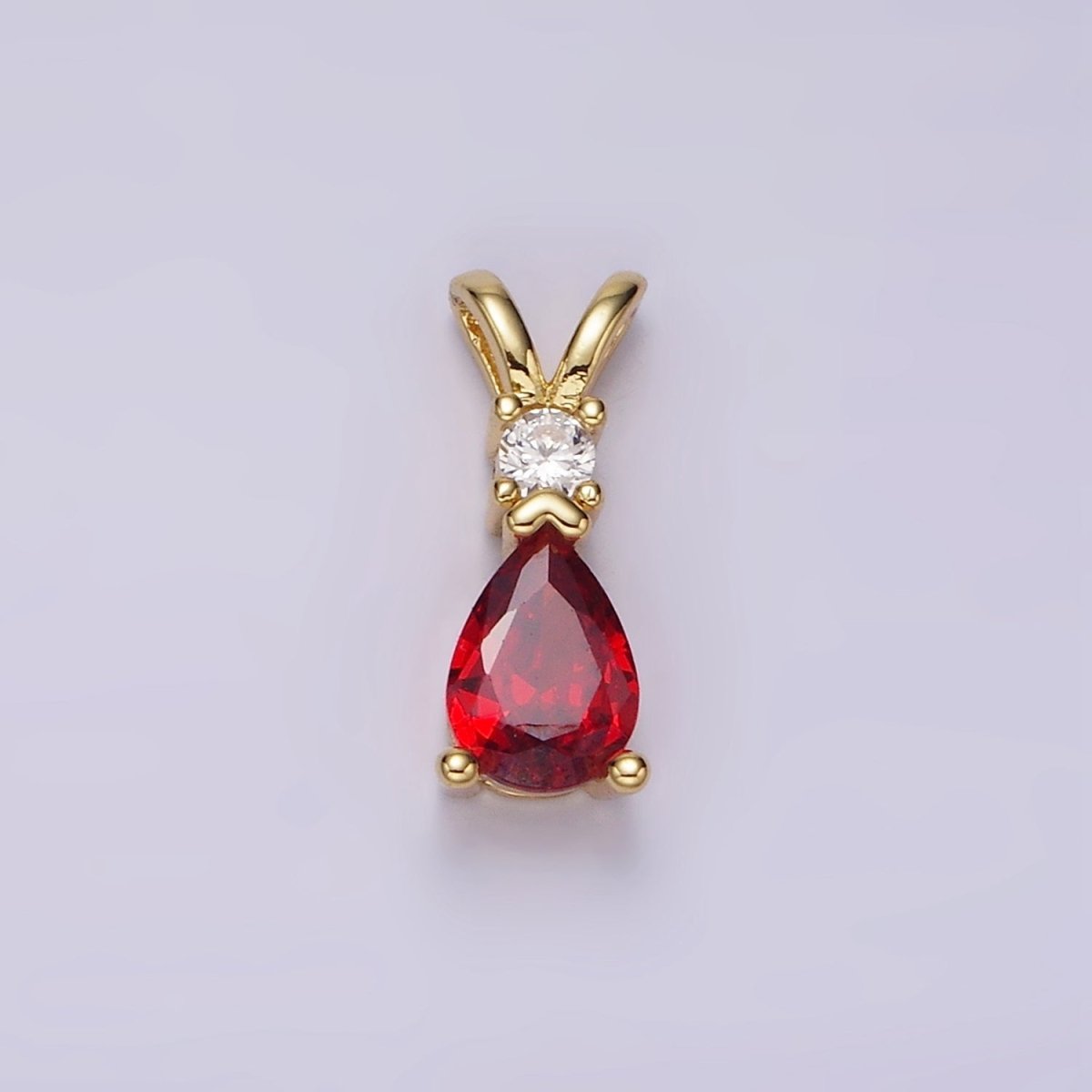 14K Gold plated Red CZ Teardrop Double Bail Pendant | AH029 - DLUXCA