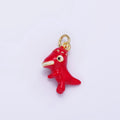 14K Gold plated Red Dinosaur Enamel Mini Charm | AG832 - DLUXCA