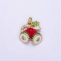 14K Gold plated Red Micro Paved Christmas Jingle Bells Mini Enamel Charm | D526 - DLUXCA