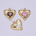 14K Gold plated Red, Pink, Clear CZ Celestial Stars Heart Charm | AG500 - AG502