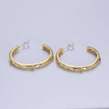 14K Gold plated Rhombus Celestial Clear CZ 35mm C-Shaped Hoop Earrings | AB210 - DLUXCA