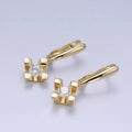 14K Gold plated Rhombus Clear CZ Drop English Lock Earrings | AD1439 - DLUXCA
