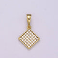 14k gold plated Rhombus Pendant Dainty Micro Pave Diamond Charm for Necklace Bracelet Earring N-1409 - DLUXCA