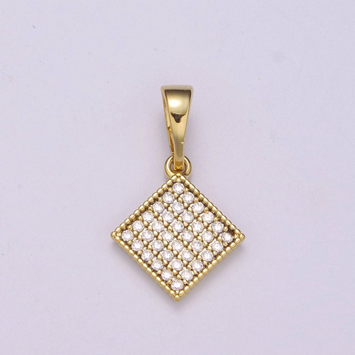 14k gold plated Rhombus Pendant Dainty Micro Pave Diamond Charm for Necklace Bracelet Earring N-1409 - DLUXCA