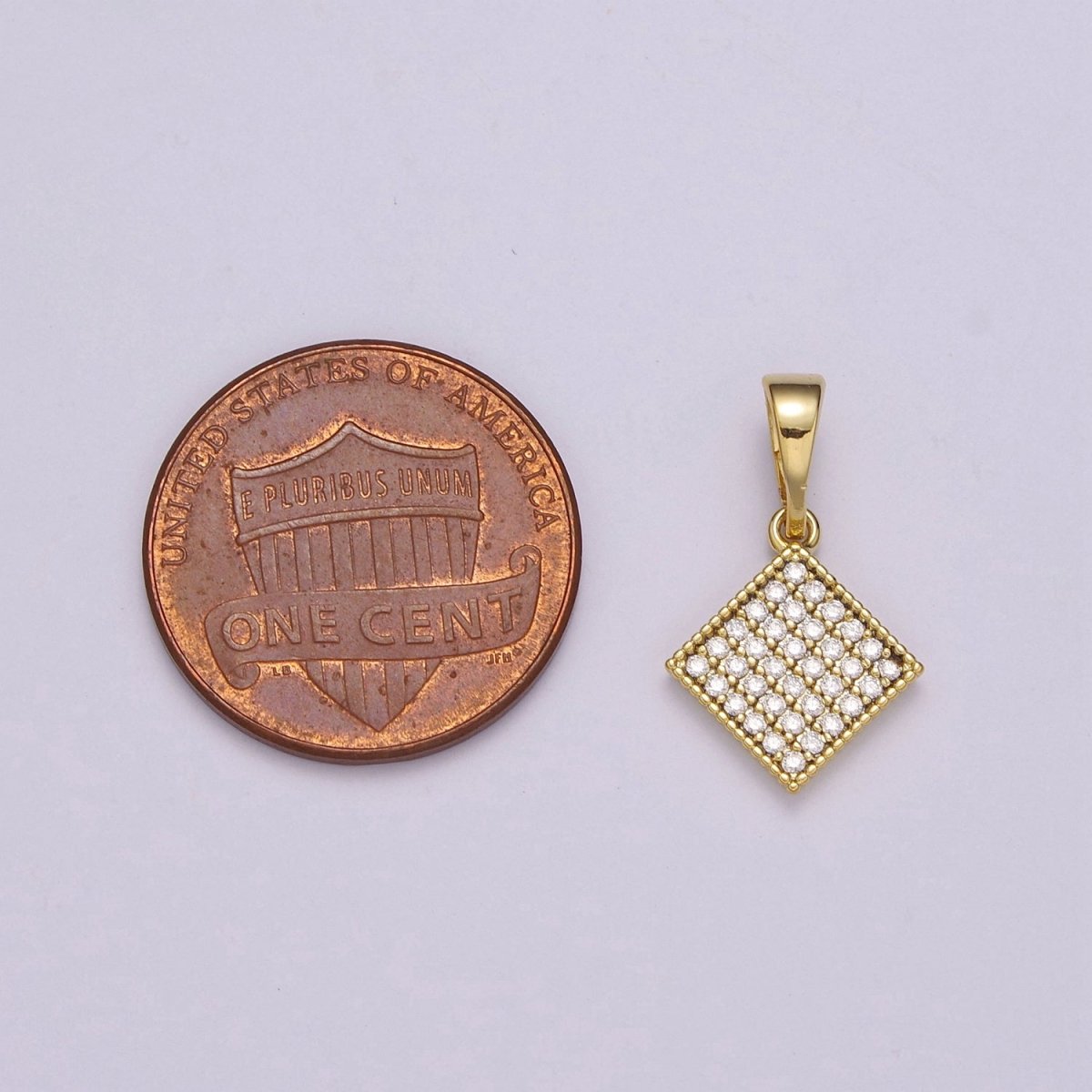 14k gold plated Rhombus Pendant Dainty Micro Pave Diamond Charm for Necklace Bracelet Earring N-1409 - DLUXCA