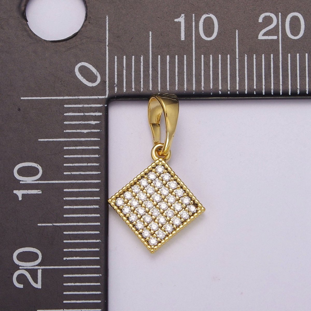 14k gold plated Rhombus Pendant Dainty Micro Pave Diamond Charm for Necklace Bracelet Earring N-1409 - DLUXCA