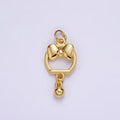 14K Gold plated Ribbon Bow Open Round Drop Charm | AG407 - DLUXCA