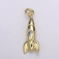 14K Gold plated Rocket Charm Cute Rocket Ship Charm Pendant for Necklace Bracelet Earring Component Supply D-774 - DLUXCA
