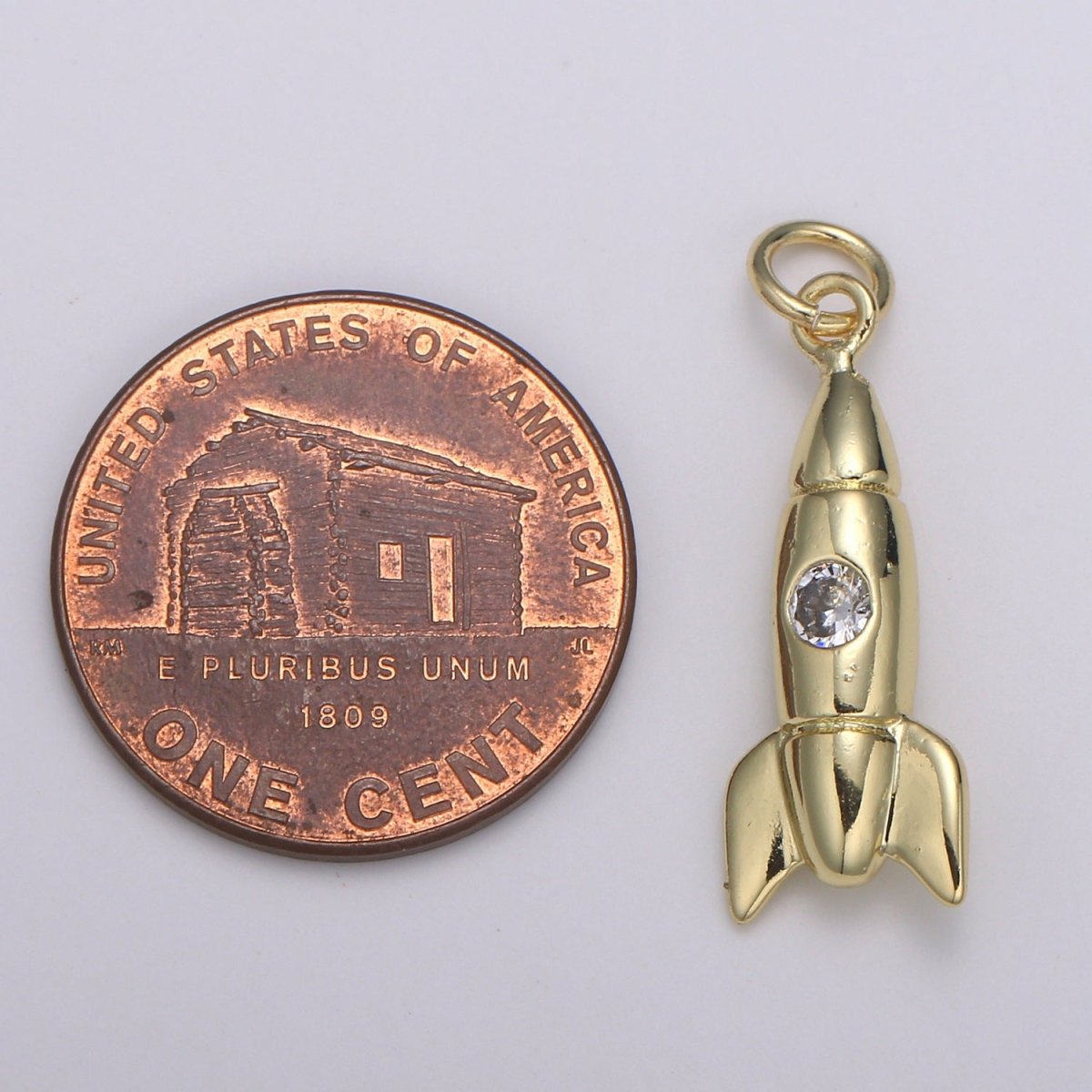 14K Gold plated Rocket Charm Cute Rocket Ship Charm Pendant for Necklace Bracelet Earring Component Supply D-774 - DLUXCA