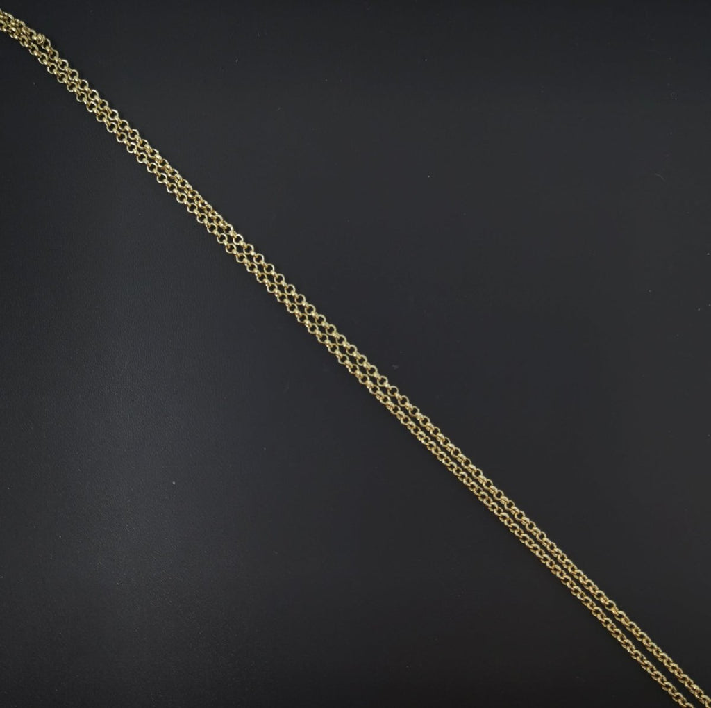14K Gold plated Rolo Chain Necklace, 17.7 inch Rolo Finished Chain For Jewelry Making, Dainty 1.5mm Rolo Necklace w/Spring Ring | CN-541 - DLUXCA