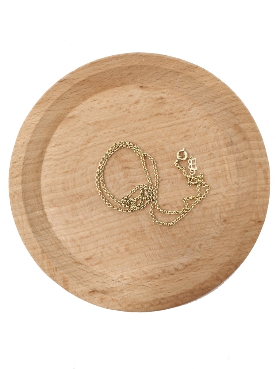 14K Gold plated Rolo Chain Necklace, 17.7 inch Rolo Finished Chain For Jewelry Making, Dainty 1.5mm Rolo Necklace w/Spring Ring | CN-541 - DLUXCA