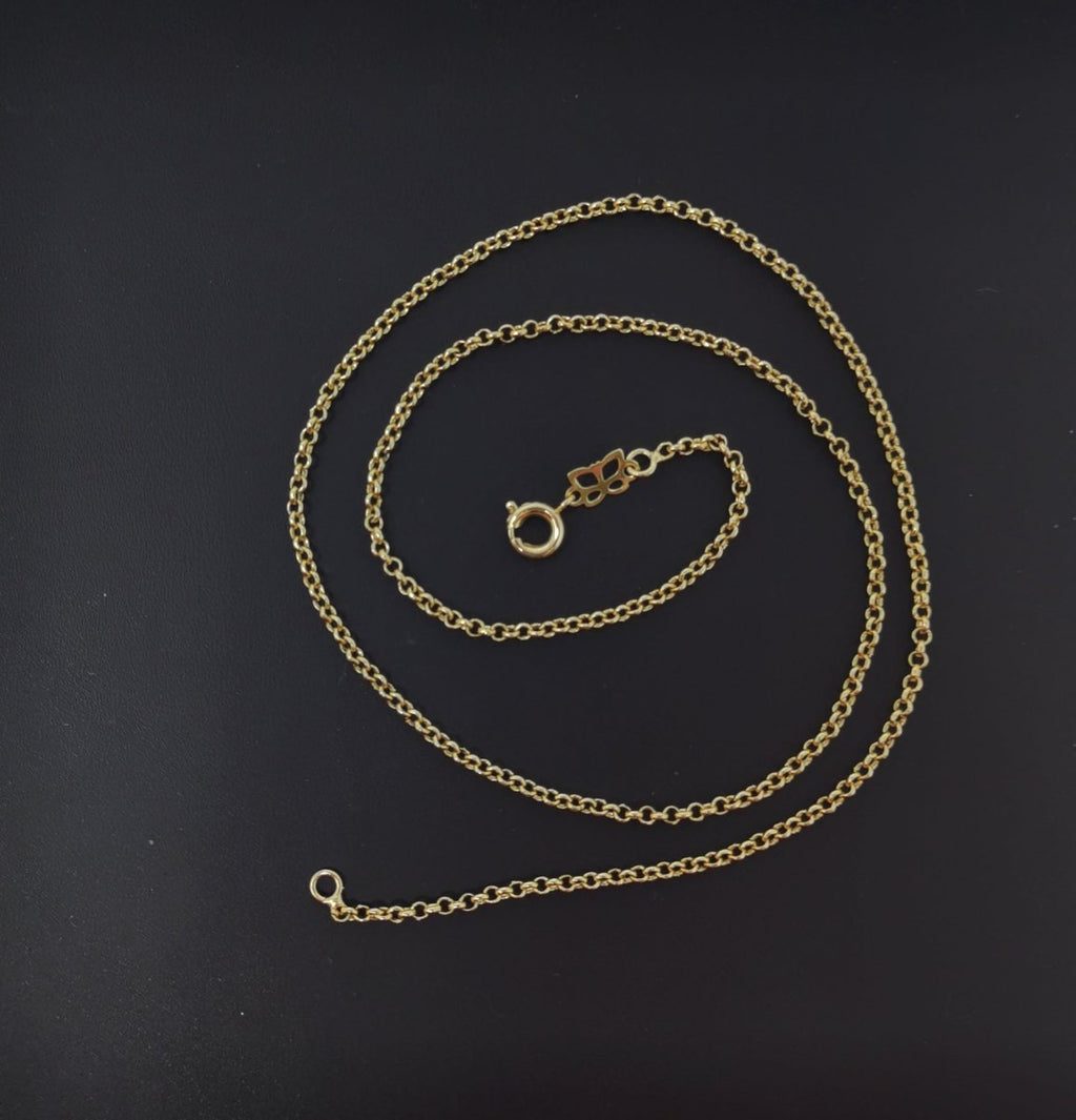 14K Gold plated Rolo Chain Necklace, 17.7 inch Rolo Finished Chain For Jewelry Making, Dainty 1.5mm Rolo Necklace w/Spring Ring | CN-541 - DLUXCA