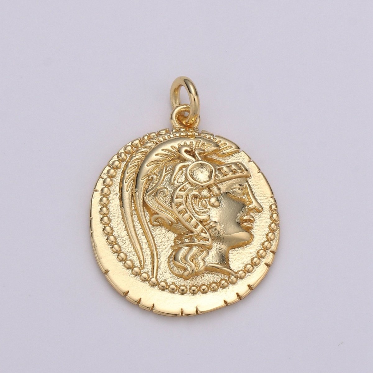 14k Gold plated Roman Gold Coin Pendant, Greek Warrior Heracles Coin Pendant, Earing DIY, Warrior Coin Pendant, Hercules coin Pendant D-147 - DLUXCA