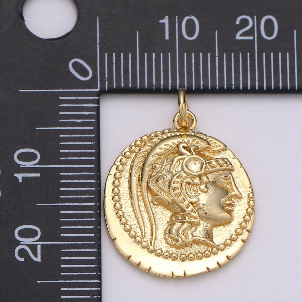 14k Gold plated Roman Gold Coin Pendant, Greek Warrior Heracles Coin Pendant, Earing DIY, Warrior Coin Pendant, Hercules coin Pendant D-147 - DLUXCA