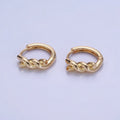 14K Gold plated Rope Croissant Cartilage Huggie Earrings in Gold & Silver | AB1364 AB1365 - DLUXCA