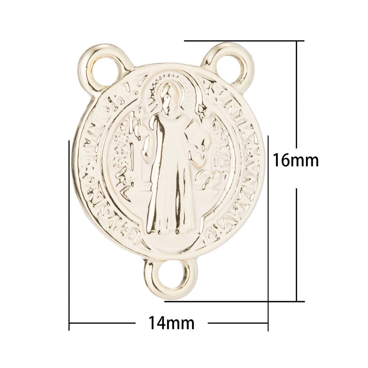 14K Gold plated Rosary Center Piece Part, Cross, Double Sided, Rosary Making Supply, Necklace Pendant, Findings for Jewelry Making F-193 - DLUXCA
