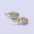 14K Gold plated Rose Flower Micro Paved CZ Cartilage Huggie Earrings | AB269 - DLUXCA