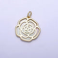 14K Gold plated Rose Flower Shell Pearl Charm | AC1501 - DLUXCA