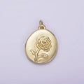 14K Gold plated Rose June Birth Flower Hammered Stamped Personalized Double Sided Charm | AG226 - DLUXCA