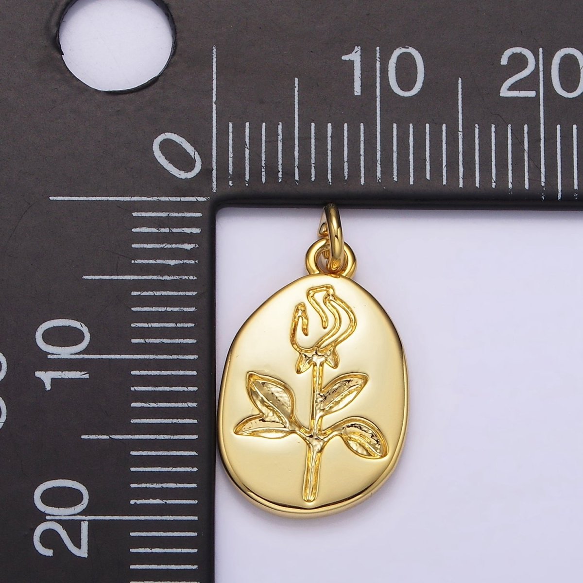 14K Gold plated Rose June Birth Flower Personalized Engraved Charm | AG263 - DLUXCA