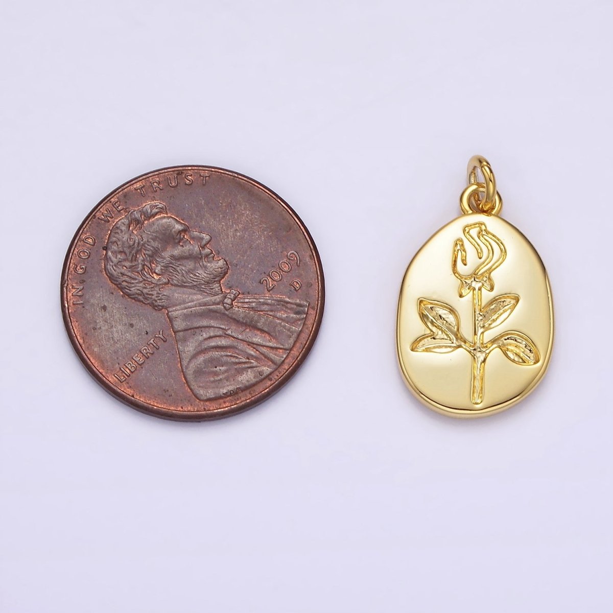 14K Gold plated Rose June Birth Flower Personalized Engraved Charm | AG263 - DLUXCA