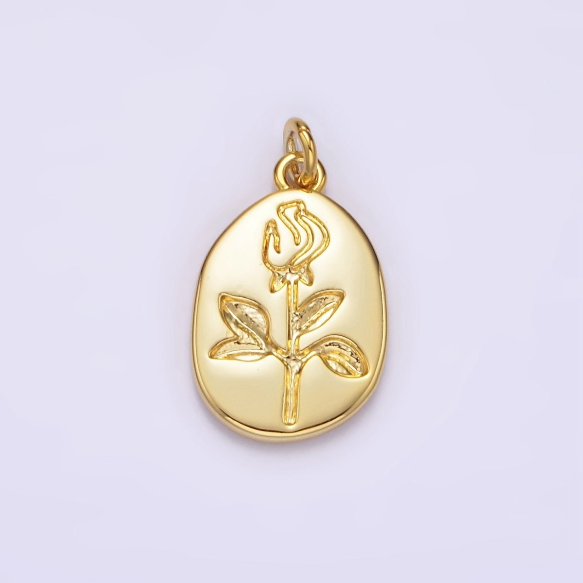 14K Gold plated Rose June Birth Flower Personalized Engraved Charm | AG263 - DLUXCA