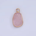 14K Gold plated Rose Quartz, Pink Quartz, Amethyst Abstract Oval Bezel Charm | N1696 - N1698 - DLUXCA
