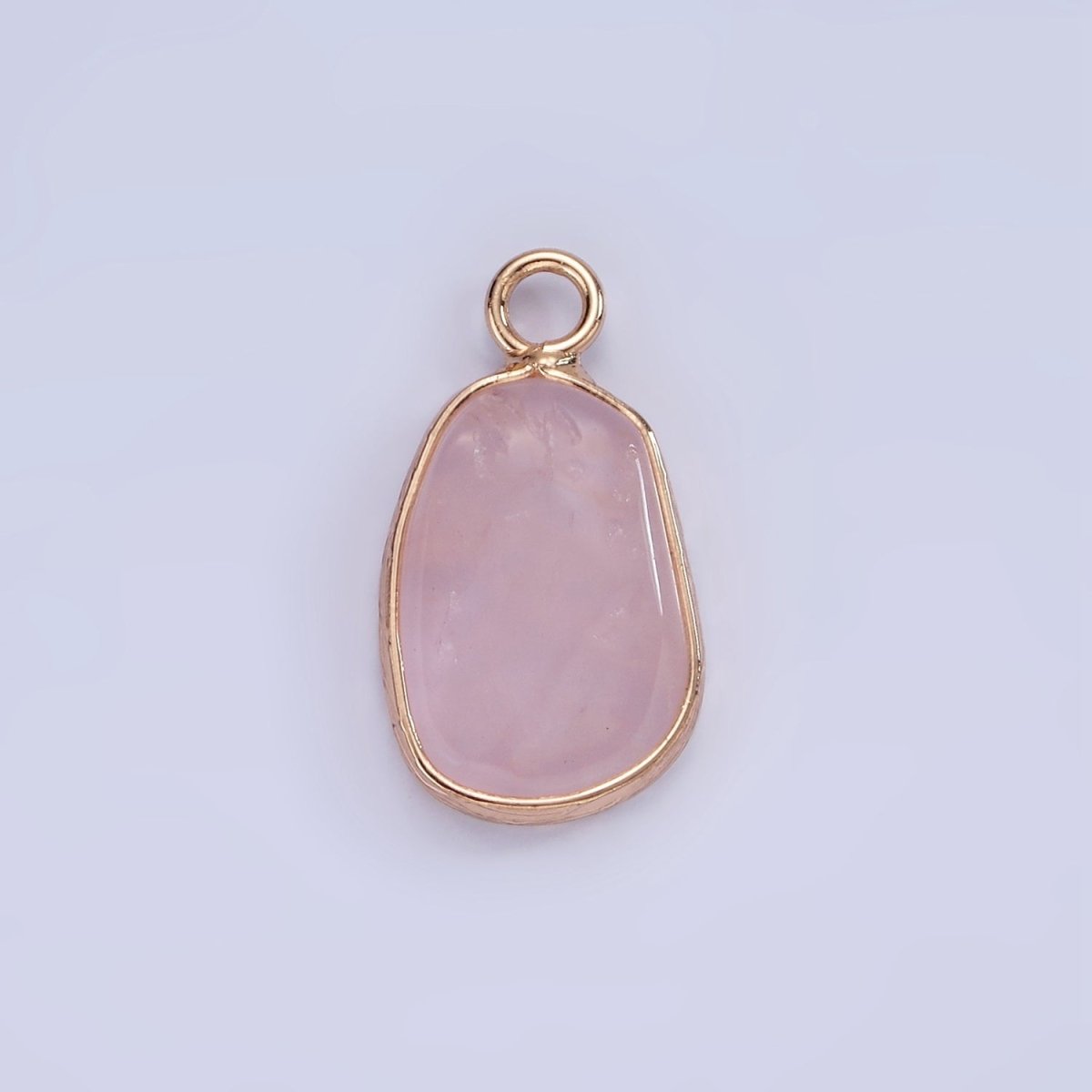 14K Gold plated Rose Quartz, Pink Quartz, Amethyst Abstract Oval Bezel Charm | N1696 - N1698 - DLUXCA