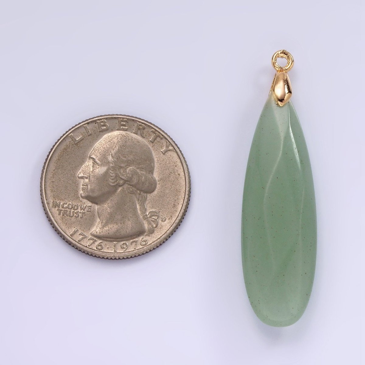 14K Gold plated Rose Quartz, Tourmaline, Aventurine, Lapis Lazuli, Tiger Eye, Amethyst, Onyx Teardrop Multifaceted Charm | AG471 - AG477