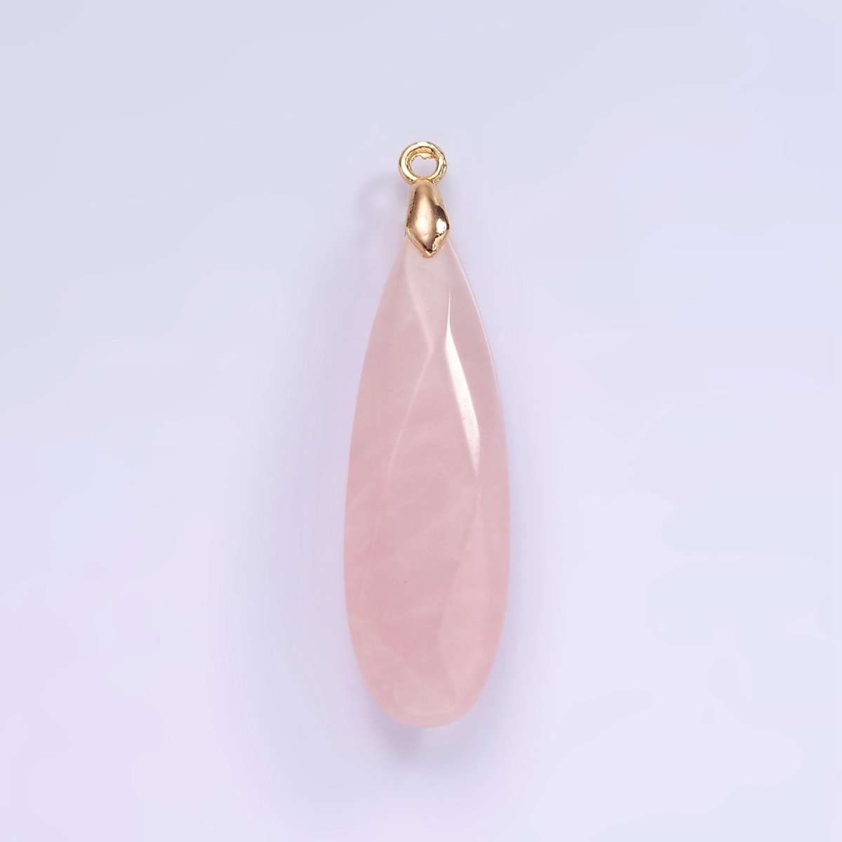 14K Gold plated Rose Quartz, Tourmaline, Aventurine, Lapis Lazuli, Tiger Eye, Amethyst, Onyx Teardrop Multifaceted Charm | AG471 - AG477
